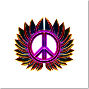 glowing peace sign flower Posters and Art